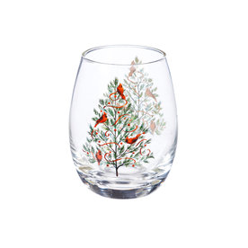 Evergreen Enterprises Stemless Wine Glass, 17 OZ, Christmas Heritage   3SL7728