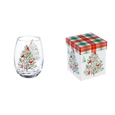 Evergreen Enterprises Stemless Wine Glass, 17 OZ, Christmas Heritage   3SL7728