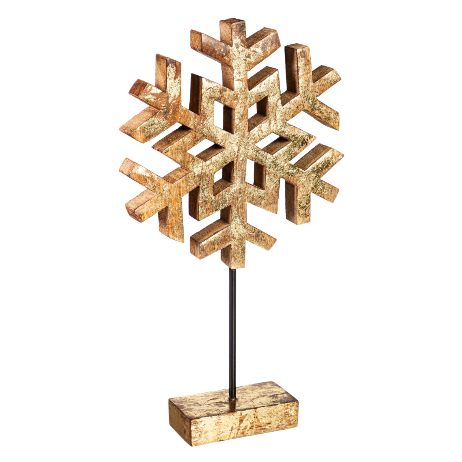 Evergreen Enterprises Wood Metallic Finish Snowflake on Stand    8TAW340L loading=