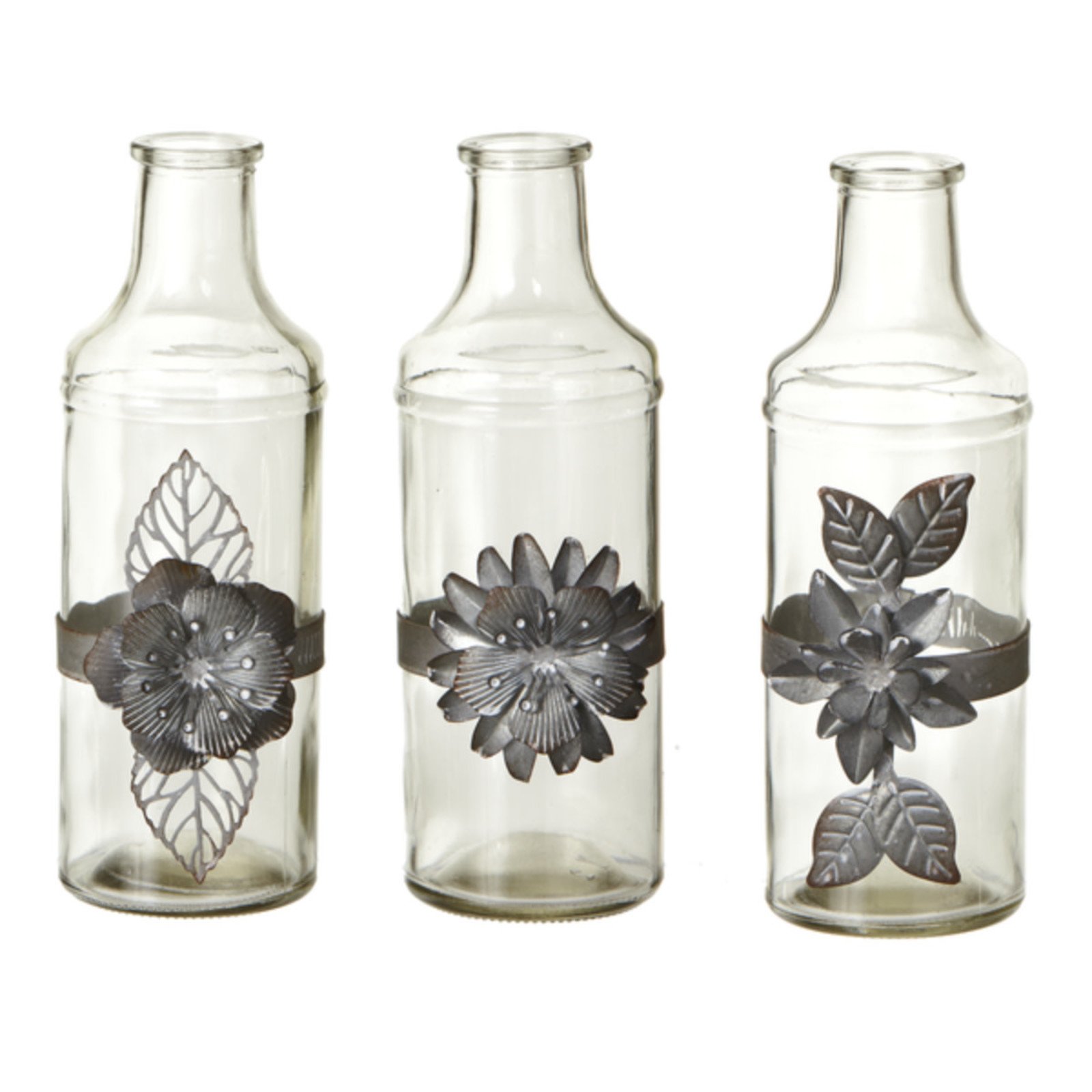 Ganz Bottle Vase w/Grey Flower loading=