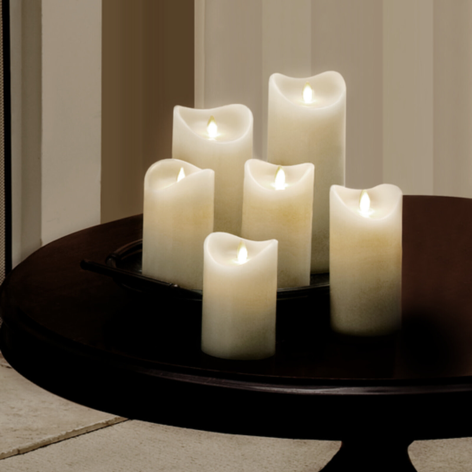 Ganz Ivory Pillar Candle-LED 3''x5 loading=