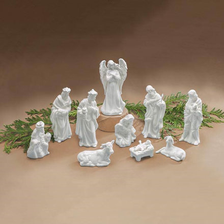 Burton + Burton 10 Piece White Porcelain Nativity  Set  9716771