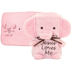 Brownlow Gifts Elephant Blankie-Pink