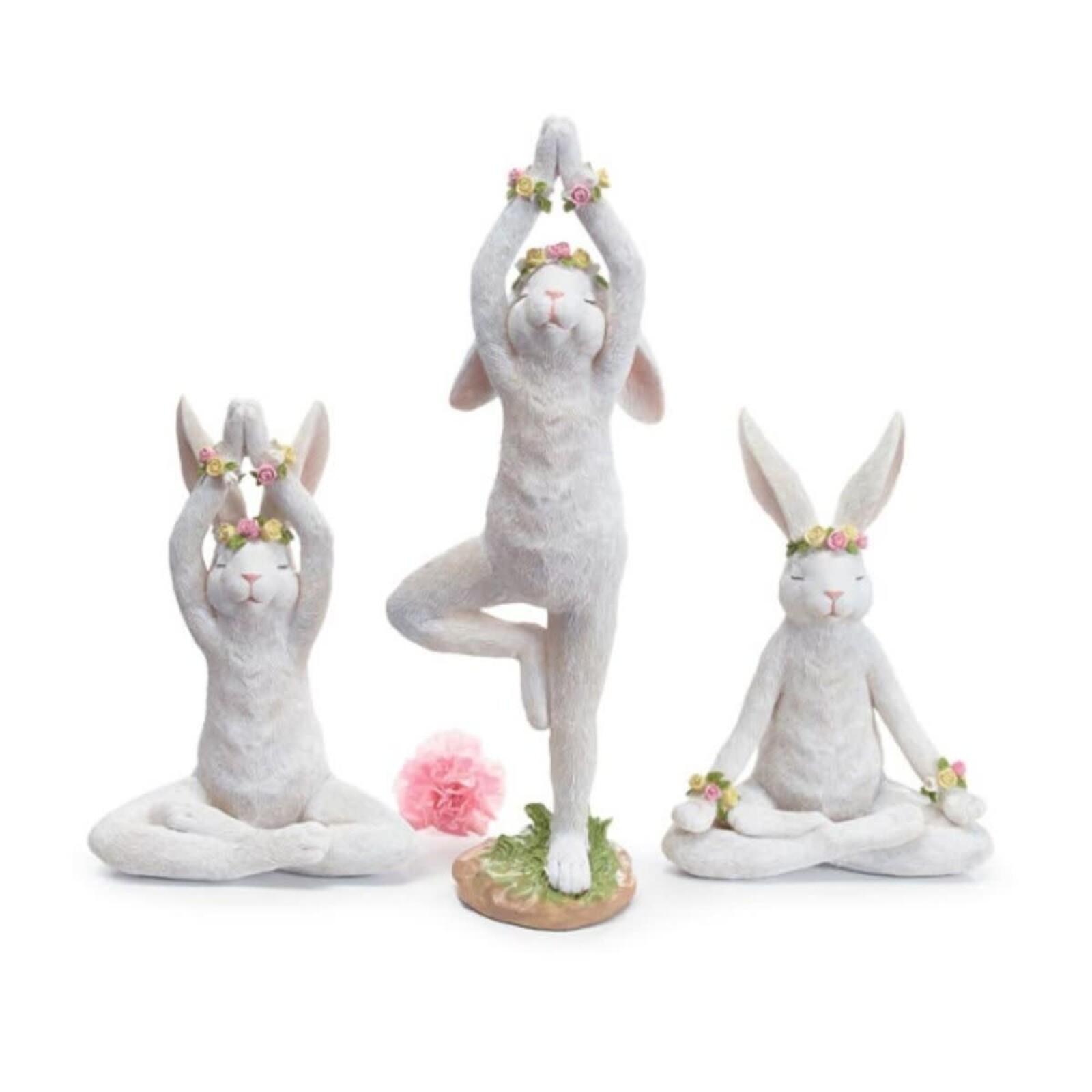 Burton + Burton White Yoga Bunny Figurine  Standing 9740906L loading=