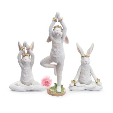Burton + Burton White Yoga Bunny Figurine  Standing 9740906L