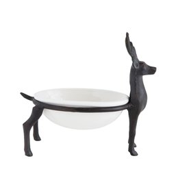 Creative Co-Op Cast Iron Reindeer w/ Ceramic Dish