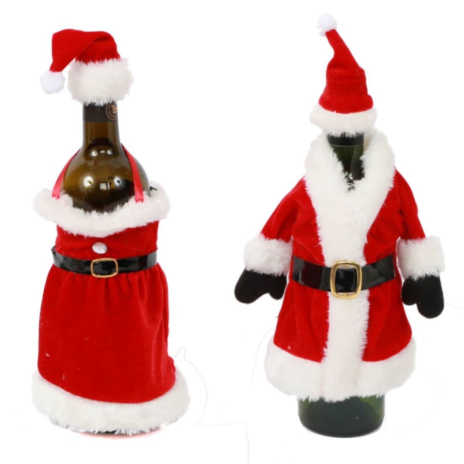 DEI Dennis East International Santa & Mrs Claus Bottle Cover loading=