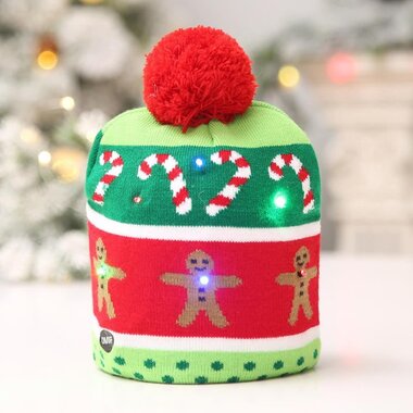 Lotsa Lites Christmas Knitted Gingerbread Hats that light up