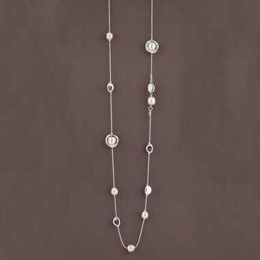 Meravic Silver Circle with Pearls Necklace   C2979