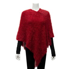 Meravic Red Sparkle Poncho    S5959