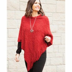 Meravic Red Sparkle Poncho    S5959