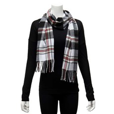 Meravic Grey, Red and Black Plaid Scarf  S6000