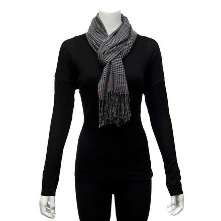 Meravic Dark Grey Mini Plaid Scarf     S6002