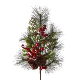 RAZ Imports Inc. 28" PINE AND HOLLY SPRAY  F4102348