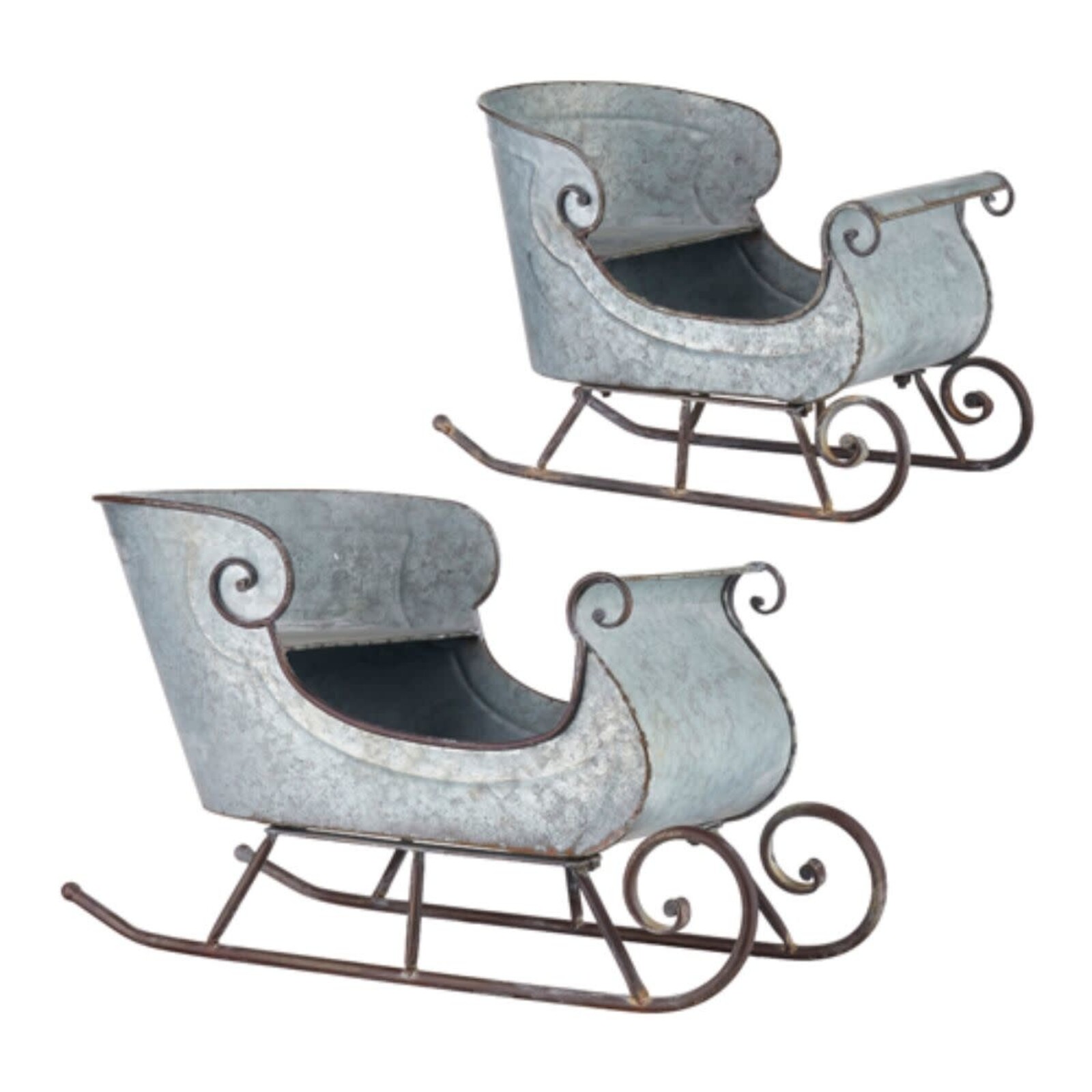 RAZ Imports Inc. 24.5" GALVANIZED DISTRESSED SLEIGH    4128884 loading=