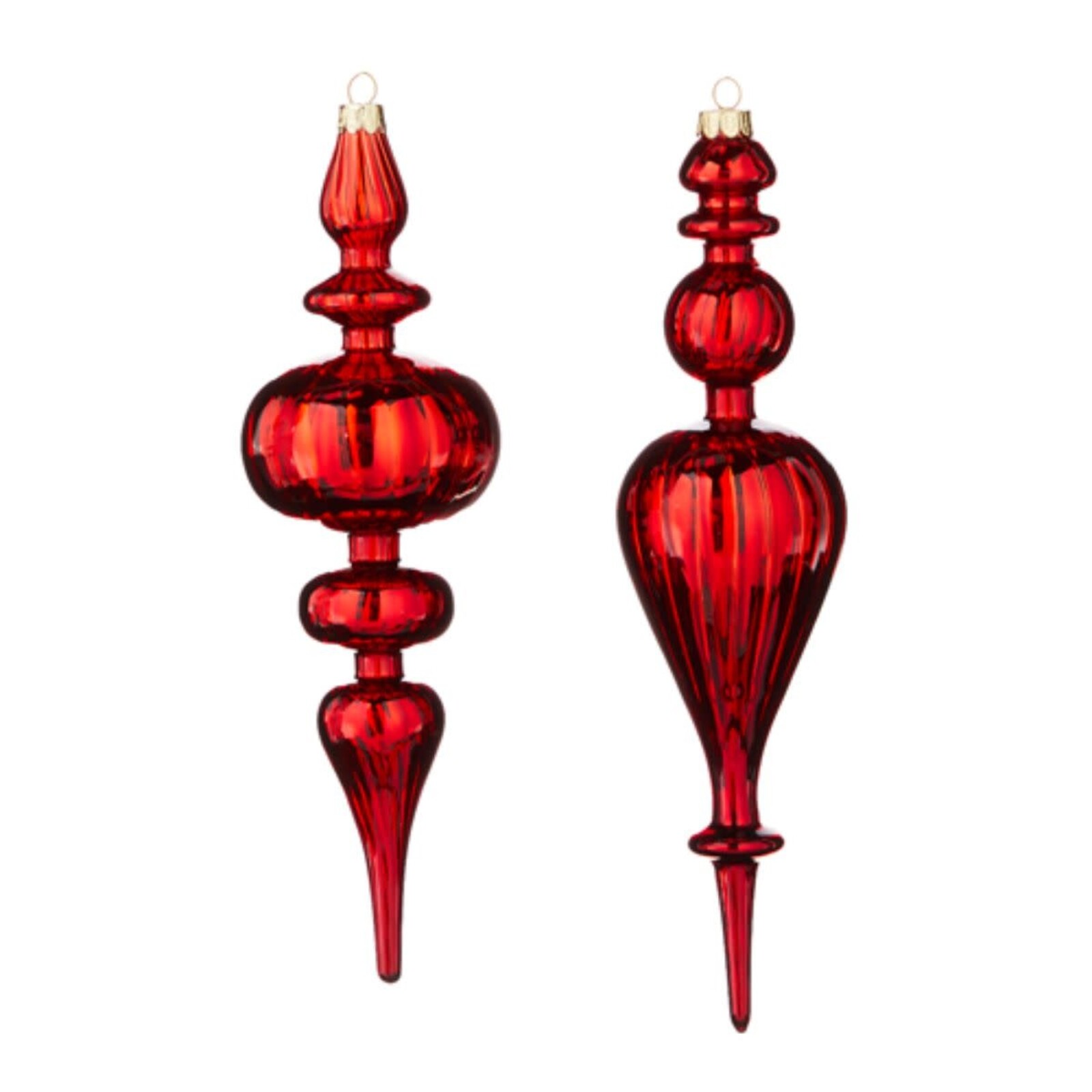 RAZ Imports Inc. 11" Red Glass Finial Ornament loading=