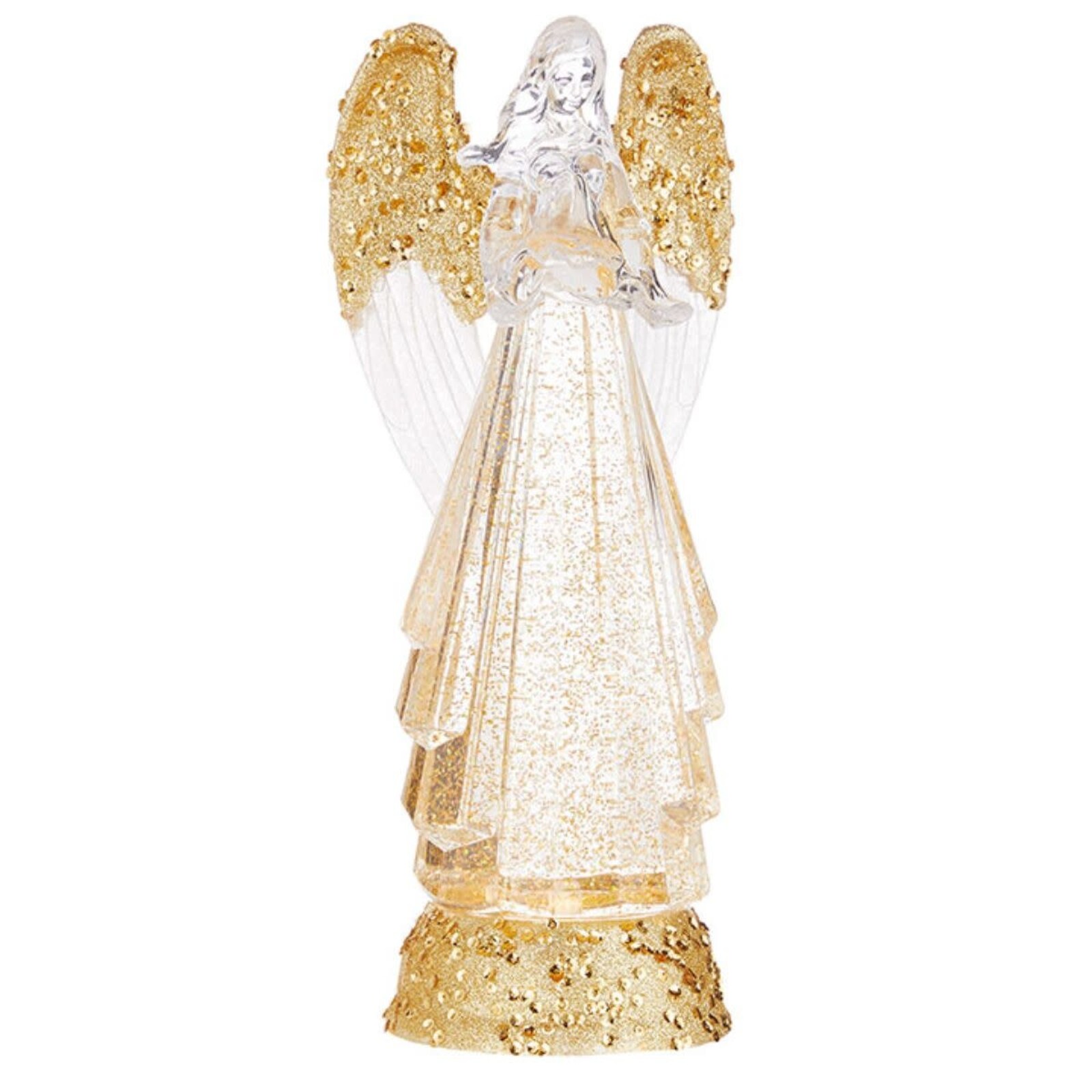 RAZ Imports Inc. 13" Light up Golden Angel with Swirling Glitter loading=