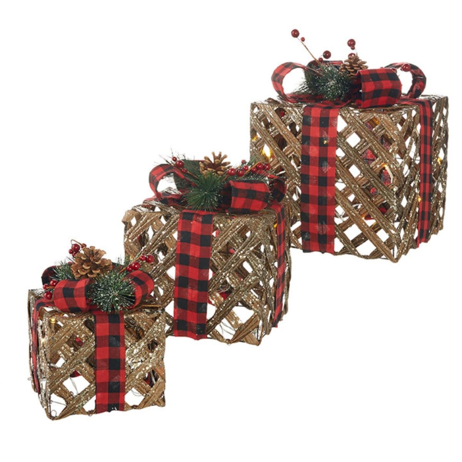 RAZ Imports Inc. Checkered Bow Light Up Boxes (set of 3) loading=