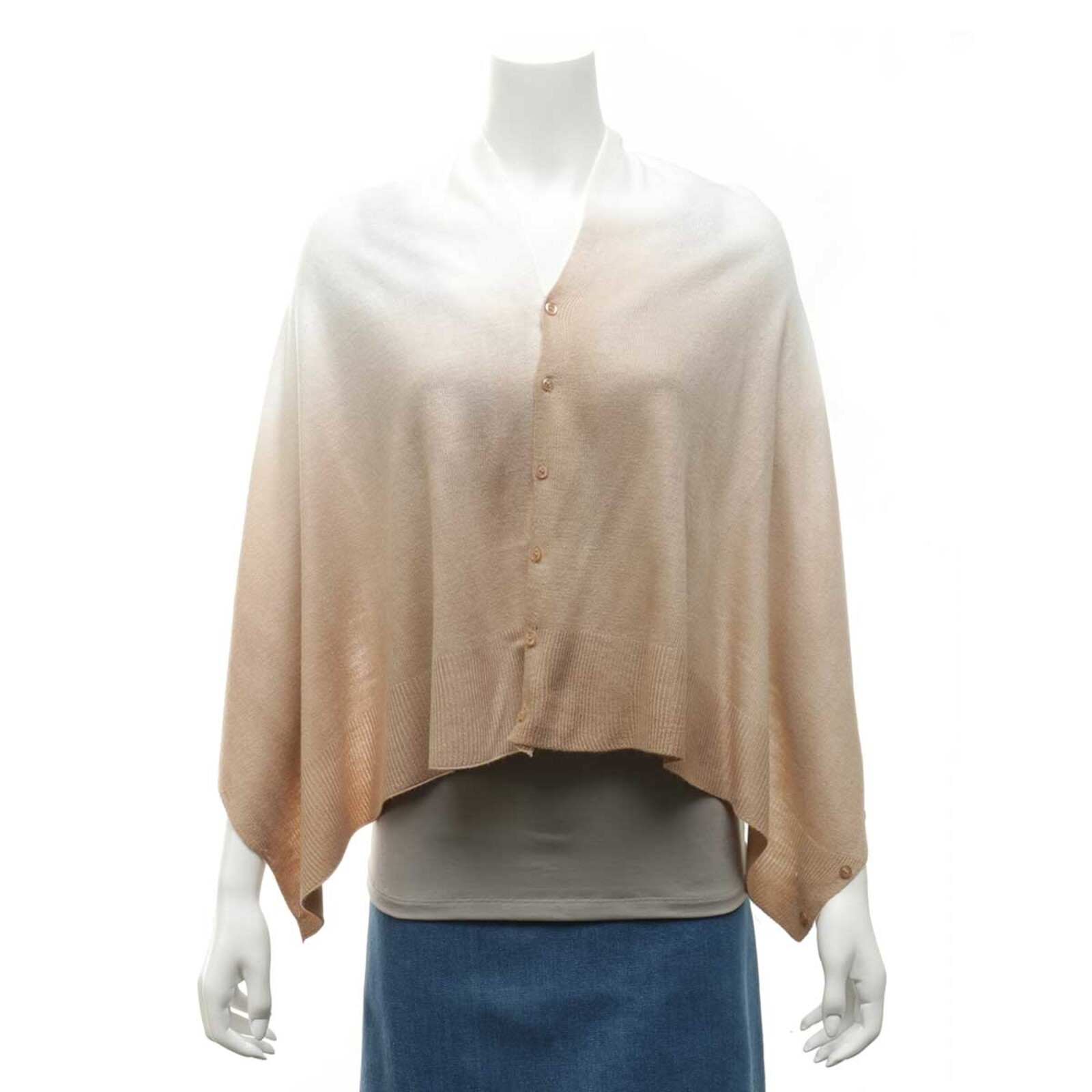 Trezo Cream Ombre Cardi-Shawl with Buttons     S5447 loading=