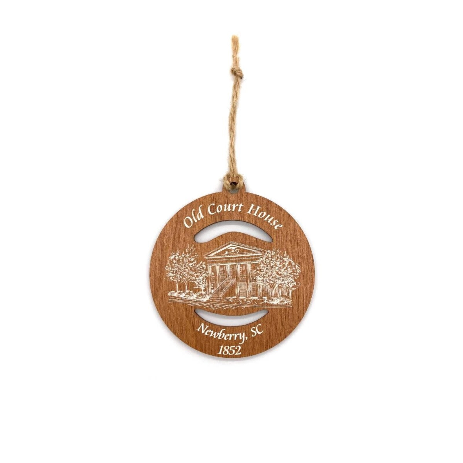Custom Crafted Silhouettes Old Court House Wood Ornament loading=
