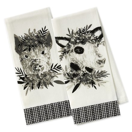 Design Imports DII Barn Animals Embellished Dishtowels  751469