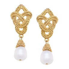 Susan Shaw Love Knot + Pearl Drop Earrings  1135w