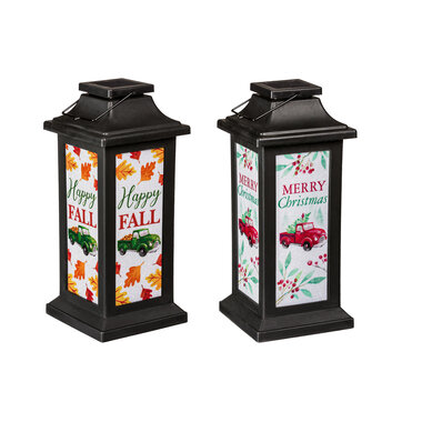 Evergreen Enterprises Glitter Film Plastic Solar Lantern, Fall /Christmas Truck