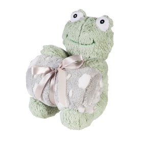 b. Boutique Cuddly Frog 10" Stuffed Animal w/ Blanket Gift Set, Green 7PLSH717