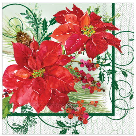 Boston International POINSETTIA CRACKLE LUNCH NAPKIN L802800