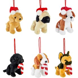Evergreen Enterprises 4" Plush Dog Ornament (1) on Chain Link   7PLSH776