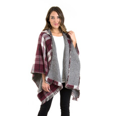 Simply Noelle Plaid & Houndstooth Hooded Wrap      WRP8008