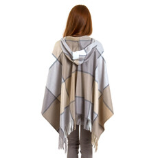 Simply Noelle Patchwork Plaid Hooded Wrap       WRP8011