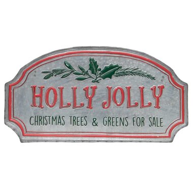 Meravic METAL HOLLY JOLLY SIGN 18"X9.5" R7955