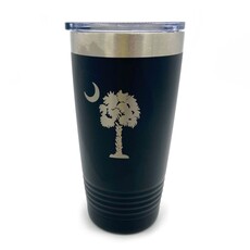 Custom Crafted Silhouettes Palmetto Tree Insulated Tumbler  Black   081121