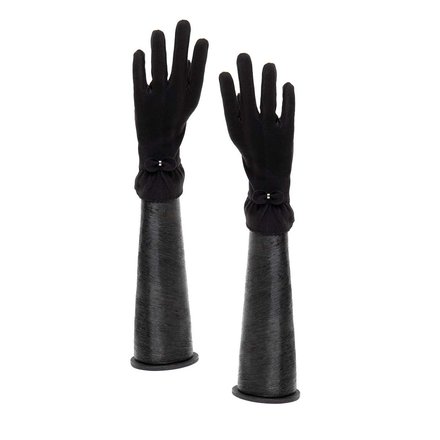 Trezo Black Gloves with Bow and Ruffle   X8052