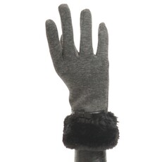 Trezo Grey Glove with Fur and Bow   X7921