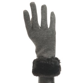 Trezo Grey Glove with Fur and Bow   X7921