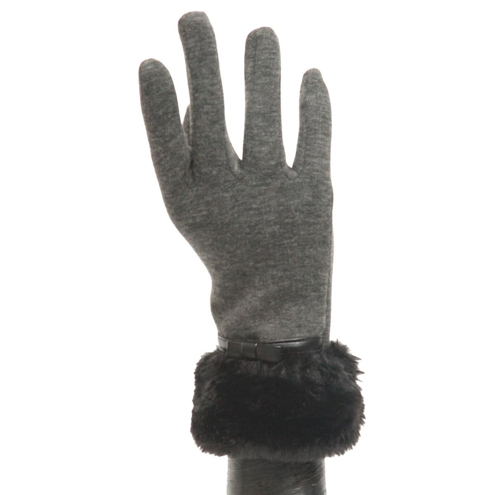 Trezo Grey Glove with Fur and Bow   X7921 loading=