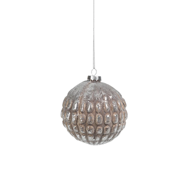 Zodax Silver & Gray Glass Ball Ornament 4.75CH-5809