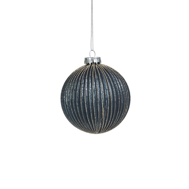 Zodax Blue Glass Ball Ornament Champagne Glitter CH-5818