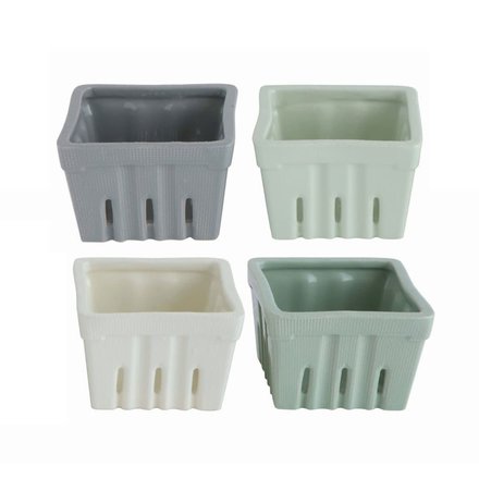 Creative Co-Op 4" Square Stoneware Berry Basket     DA9441A