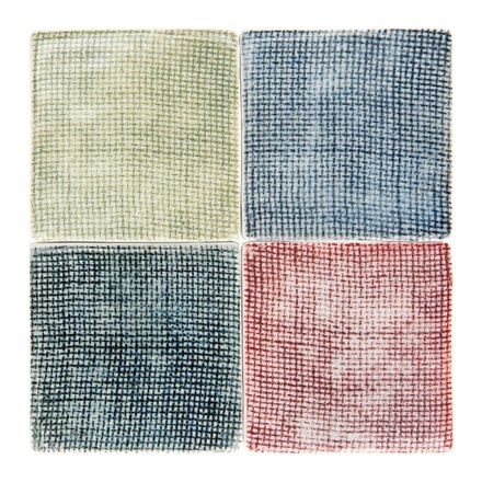 Creative Co-Op 4" Square Ceramic Coasters w/ Embossed Cloth Design (4)   DF1453