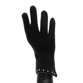 Meravic Black Gloves with Stud Trim  X7984