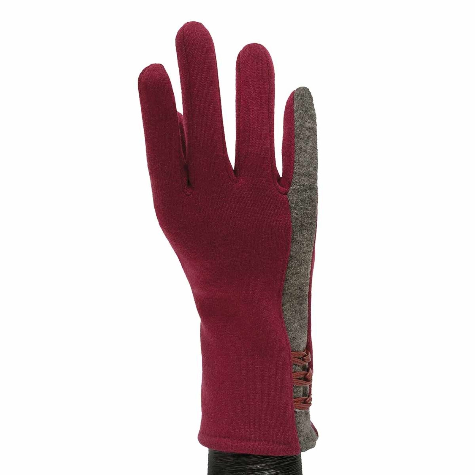 Meravic Burgundy Gloves with Grey Stripe  X8007 loading=