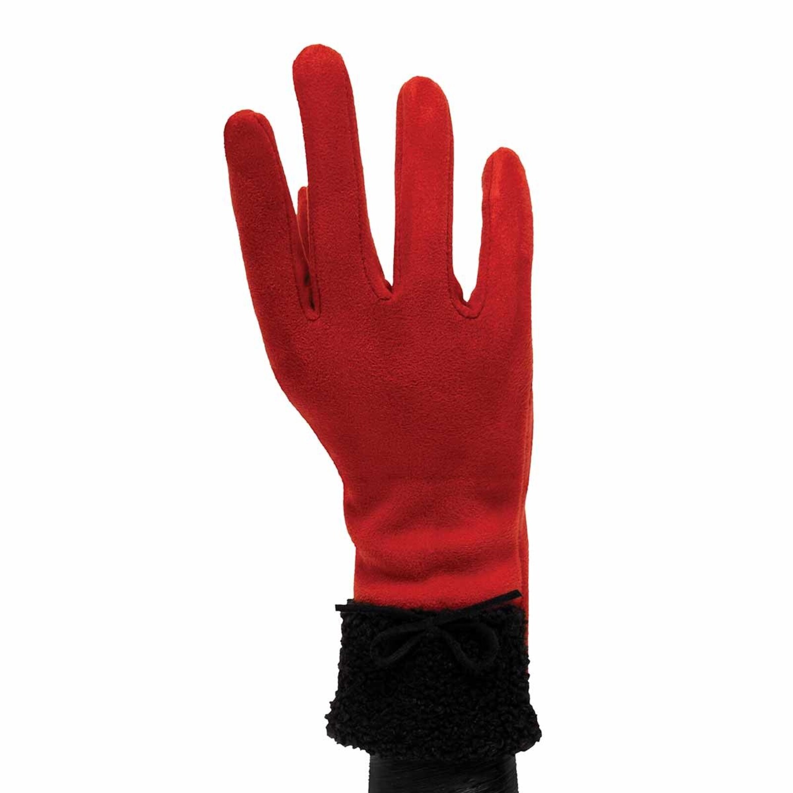 Meravic Red Gloves with Fur Cuff and Bow  X8009 loading=