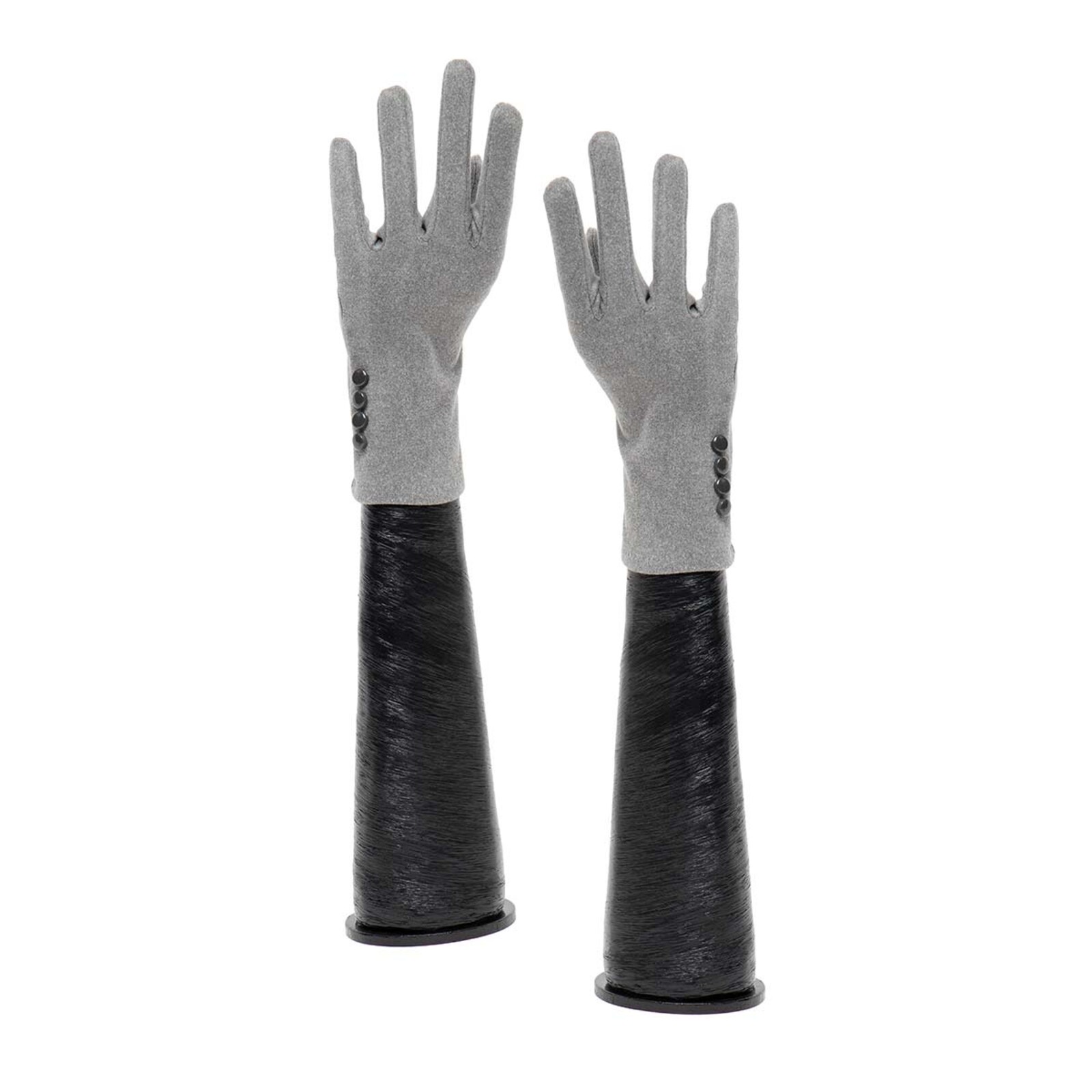 Meravic Grey Gloves with Buttons   X8045 loading=