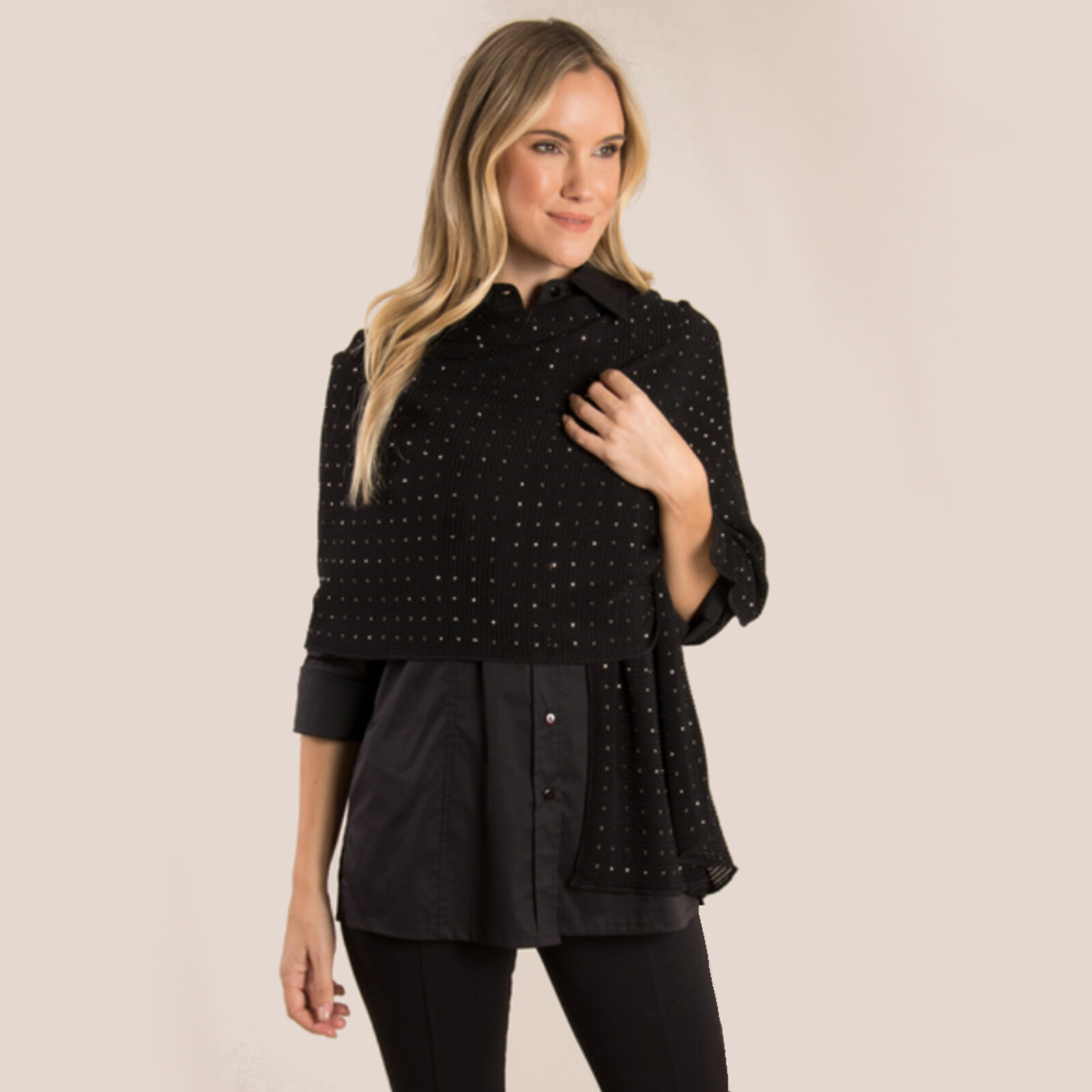 Simply Noelle Simply Noelle  Holiday Studded Wrap  WRP6028Black loading=