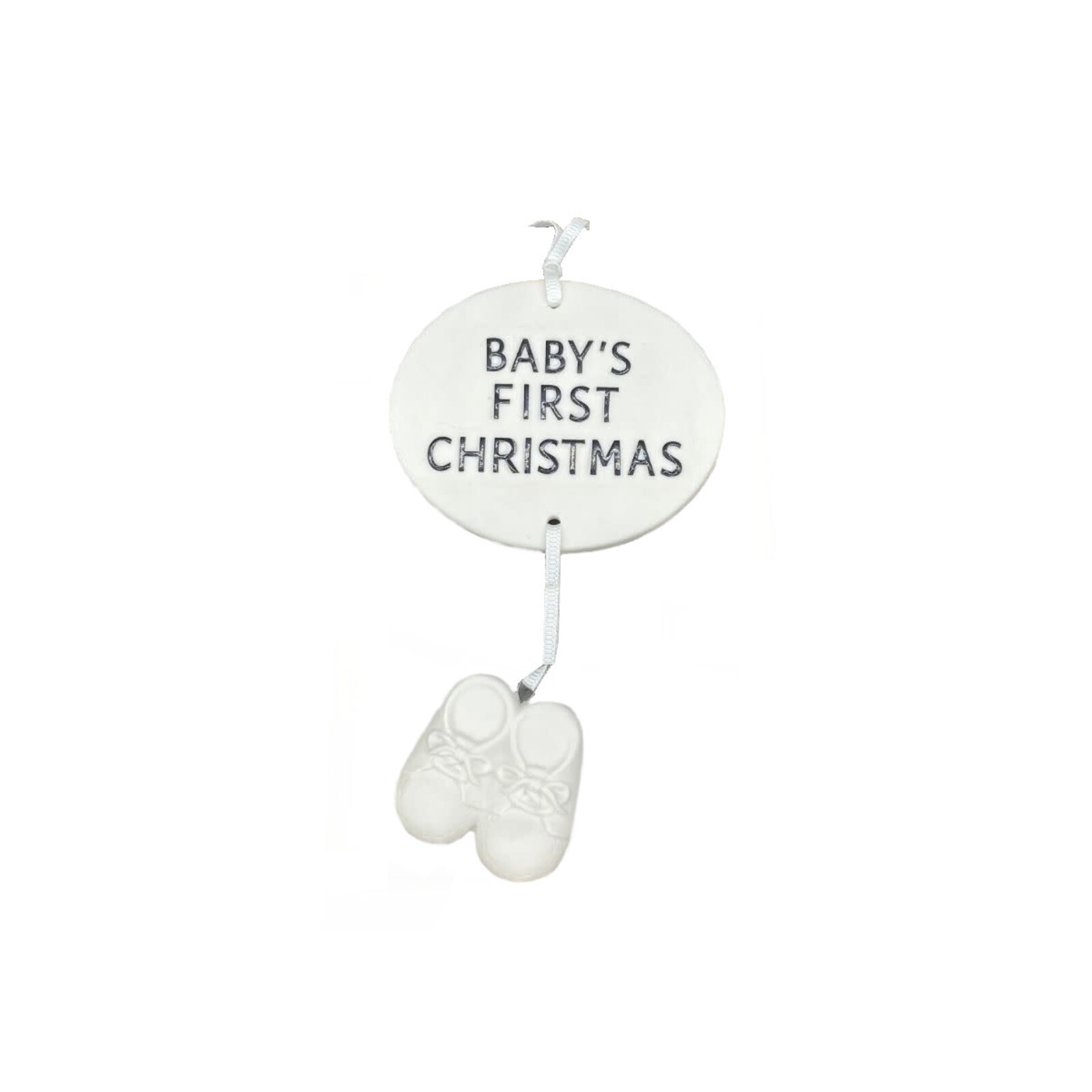 Cypress Home White Ceramic Baby's 1st Christmas  Ornament in Gift Box 3OTC7172A loading=