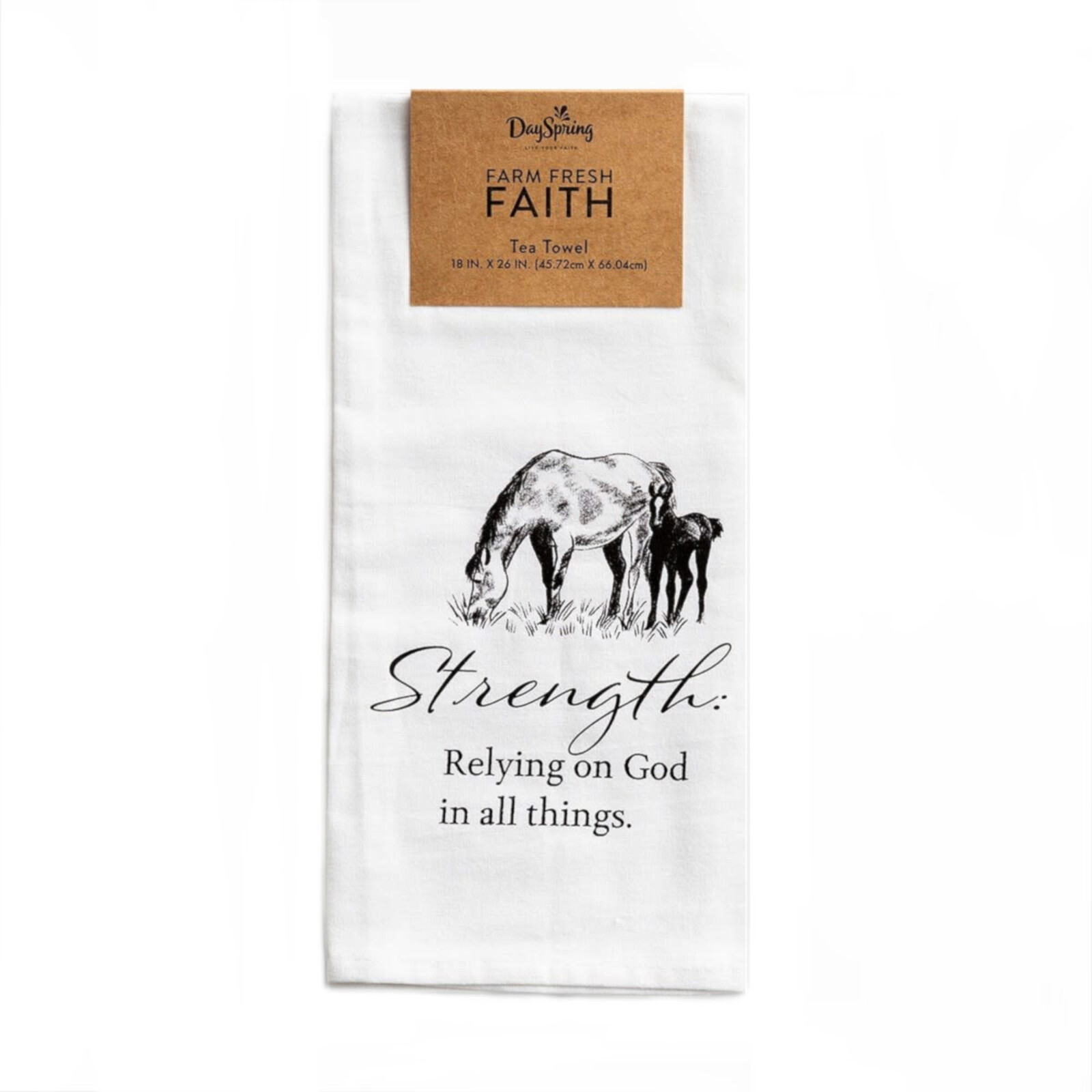 Dayspring Farm Fresh Faith Tea Towel-Strength  Horse   J1551 loading=