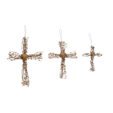 Creative Co-Op Beaded Wire Cross Ornaments with Heart Large   XM6126L